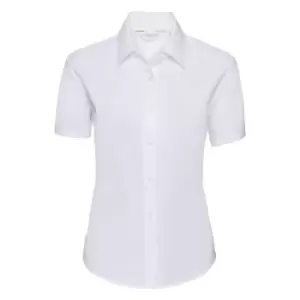 Russell Collection Ladies/Womens Short Sleeve Easy Care Oxford Shirt (XL) (White)