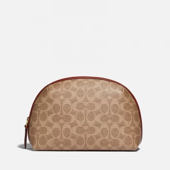 Coach Womens Coated Canvas Signature Julienne Cosmetic Case - Tan Rust