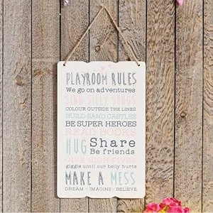 Love Life Rectangular Plaque - Playroom Rules