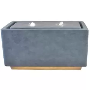Ivyline Outdoor Contemporary Cement LED Cube Water Feature with Planter