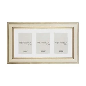 4" x 6" - Impressions Plastic Cream & Gold Triple Frame