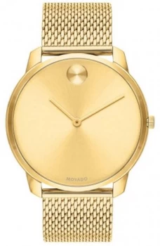 Movado Mens Gold PVD Plated Mesh Gold Dial 3600588 Watch