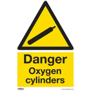 Worksafe SS61V1 Danger Oxygen Cylinders - Safety Sign Self-Adhesiv...