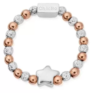 ChloBo MR2STAR Mixed Metal Inset Star Ring Size Medium Rose Jewellery