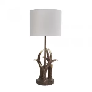 Caribou Antler Table Lamp with Cool Grey Reni Shade