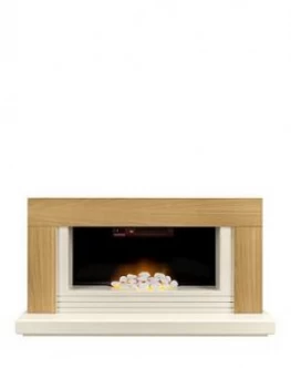 Adam Fires & Fireplaces Adam Carrera Fire Suite In Oak & Cream