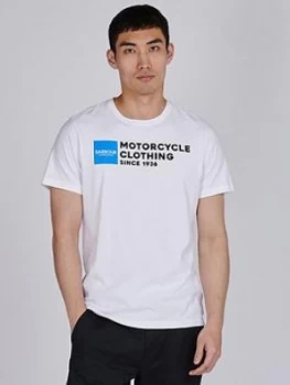 Barbour International Motorcycle Logo T-Shirt - White, Size L, Men