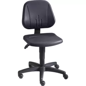 bimos Industrial swivel chair with gas-lift height adjustment, PU foam, black, with castors