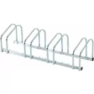 Bike Parking Rack Bicycle Locking Storage Stand for 4 Cycling Silver - Silver - Homcom