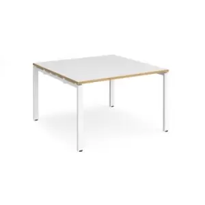 Adapt boardroom table starter unit 1200mm x 1200mm - white frame and white top with oak edging