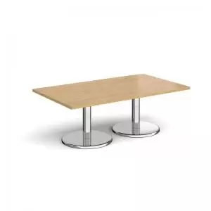 Pisa rectangular coffee table with round chrome bases 1400mm x 800mm -