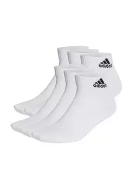 adidas Performance Cushioned Sportswear Ankle Socks (6 Pack) - White/Black Size M Men