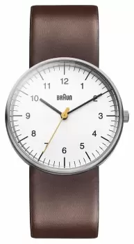 Braun BN0021WHBRG Mens White Dial Brown Leather Strap Watch