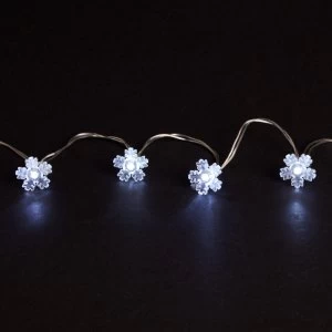 Robert Dyas 20 Battery Operated LED Snowflake Lights - Ice White