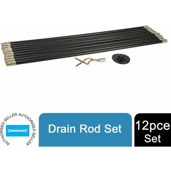 Drain Rod Set 12pce Includes Worm and Plunger 9.2 m 273193 - Silverline
