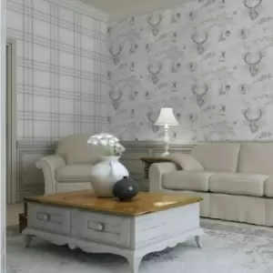 Check Wallpaper Checked Plaid Tartan Chequered Lined Grey Charcoal Holden Decor