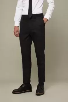 Mens Slim Fit Black Textured Suit Trousers