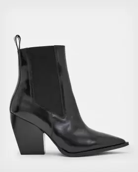 AllSaints Womens Ria Leather Boots, Black, Size: UK 7/US 10/EU 40