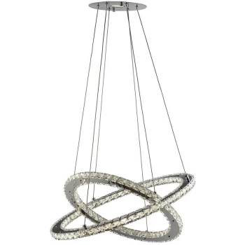 Searchlight Lighting - Searchlight Clover - Integrated LED 1 Ceiling Pendant Light Chrome with Crystals, GU10
