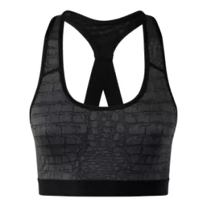 TriDri Womens/Ladies Performance Animal Printed Medium Impact Sports Bra (XL) (Crocodile Black)