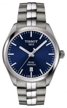 Tissot Mens PR100 Titanium Blue Dial Quartz T1014104404100 Watch