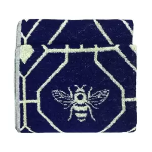 Furn. Bee Deco Geometric Cotton Jacquard Hand Towel Navy