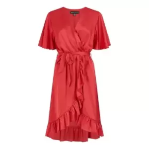 Mela London Red Satin Wrap Dress - Red