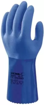 Showa Blue PVC Coated Nylon Work Gloves, Size 10, Large, 2 Gloves