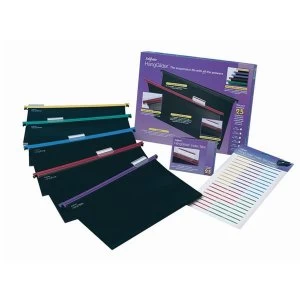 Snopake HangGlider Foolscap Polypropylene Suspension Files Assorted Colours with Tabs 1 x Pack of 25 Files and Tabs