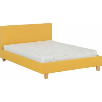 Prado 135 x 190 UK 4ft6 Double Mustard Fabric Bed Frame - Seconique