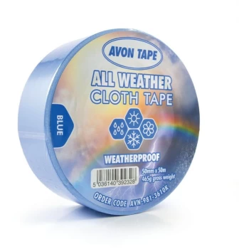 Blue Polyethylene All Weather Cloth Tape - 50MM X 50M - Avon