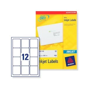 Avery J8164-100 White Inkjet Addressing Labels Pack 1200