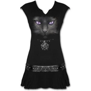 Black Cat - Stud Waist Womens X-Large Mini Dress - Black