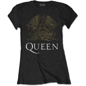 Queen - Crest Womens Large T-Shirt - Black