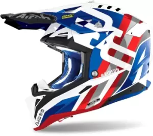 Airoh Aviator 3 Rainbow Carbon Motocross Helmet, red-blue, Size XL, red-blue, Size XL