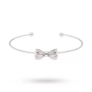 Ted Baker Ladies Silver Plated Olexii Mini Opulent Pave Bow Bangle TBJ1565-01-02
