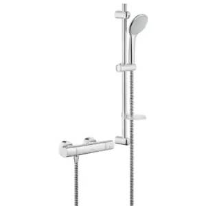 Grohe Grohtherm 1000 White Thermostatic Mixer Bar Shower with Slide Rail & Handset