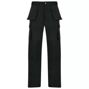 Absolute Apparel Mens Workwear Utility Cargo Trouser (42R) (Black)