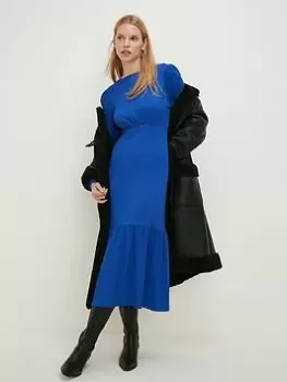Oasis Crinkle Crochet Tier Midi Dress - Cobalt, Blue Size M Women