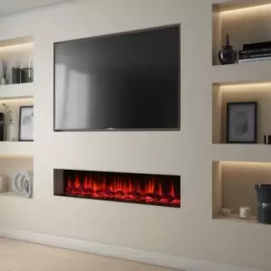 60" Black Inset Electric Media Wall Fireplace - AmberGlo