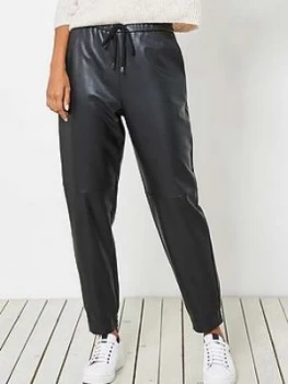 Mint Velvet Faux Leather Joggers - Black, Size 6, Women