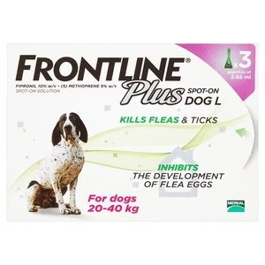 Frontline Plus Flea and Tick Treatment Dog 20-40KG X3