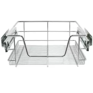 6 x Kitchen Pull Out Soft Close Baskets, 400mm Wide Cabinet, Slide Out Wire Storage Drawers - Silver - Kukoo