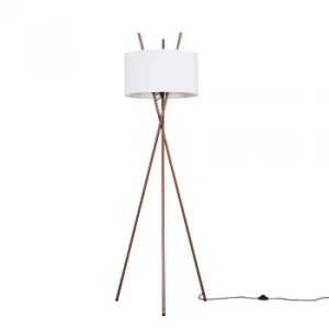 Crawford Copper Tripod Floor Lamp with XL White Reni Shade