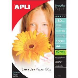 Apli Everyday Paper Glossy 180gsm A4 100 Sheets