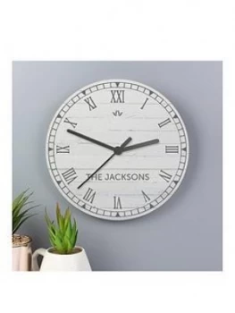 Personalised Grey Rustic Style Wooden Clock