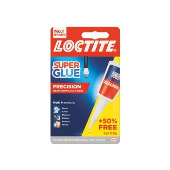 Loctite Super Glue Liquid, Precision Bottle 5g + 50% Free