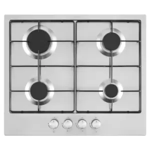 Cookology GH601SS 60cm Stainless Steel 4 Burner Gas Hob Enamel Pan Supports