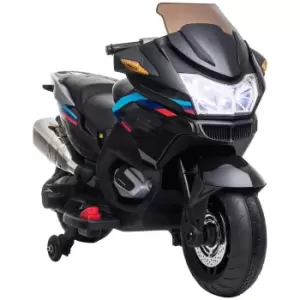 Homcom 12V Black Electric Motorbike W/ Training Wheels For Ages 3-8 Years