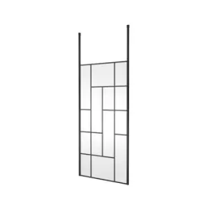 Abstract Frame Wetroom Screen with Ceiling Posts 1000mm Wide - 8mm Glass - Hudson Reed